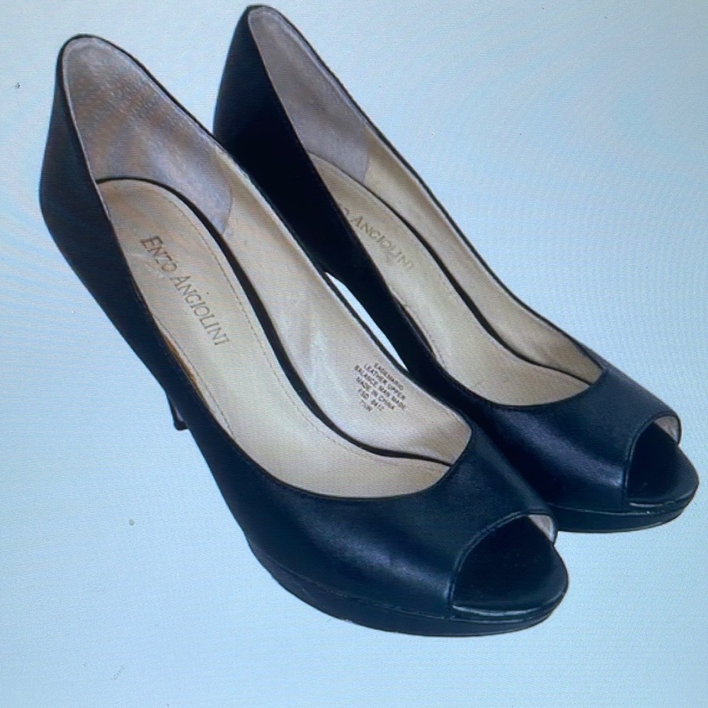 Enzo Angiolini Black Peep-Toe Pumps